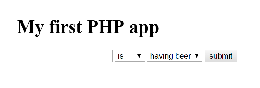 A screenshot of HTML forms without PHP processing