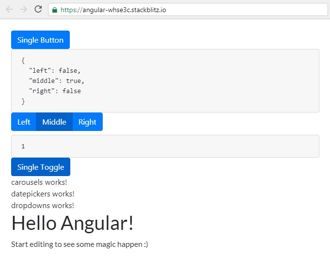 Working with ngx-bootstrap buttons, carousel, datepicker, and dropdowns in  Angular 8
