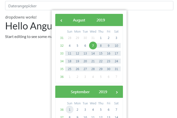 Installed a basic ngx-bootstrap datepicker