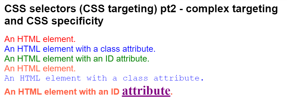 CSS selectors and CSS targeting part 2