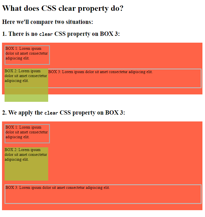 Practical example on clearing floats, example 1