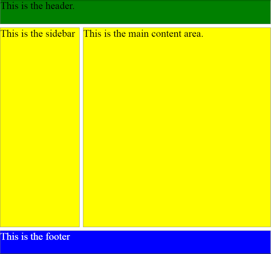 An example of a non-responsive flexbox-based layout on a desktop