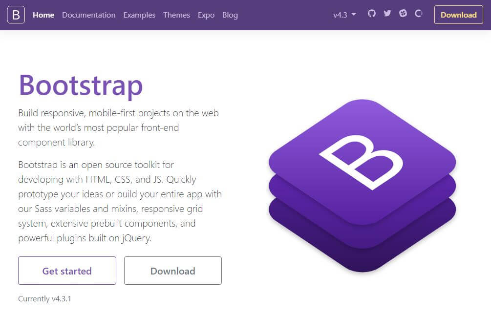 A screenshot of the getbootstrap.com homepage