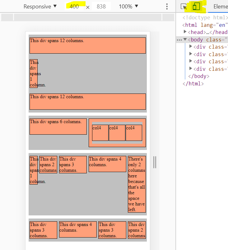 Codelabs, rebuilding a column grid step 2 - mobile view