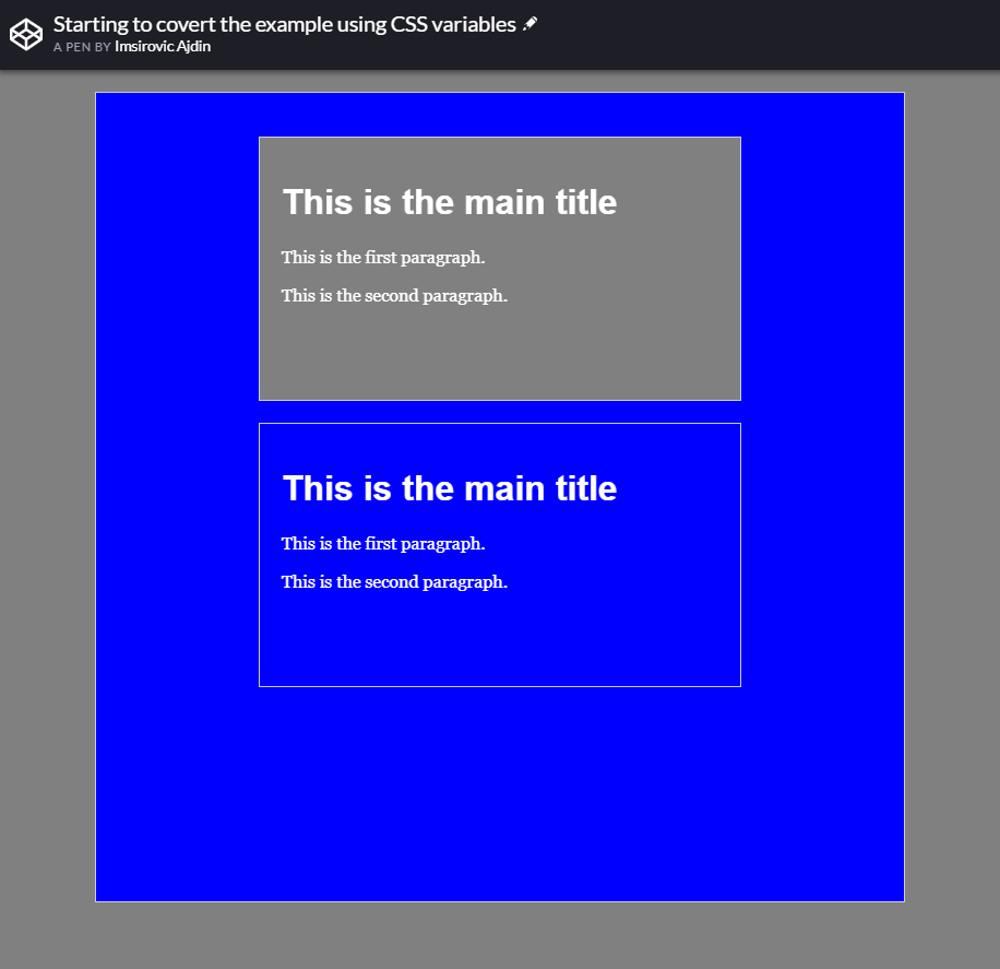 Starting to covert the layout example using CSS variables