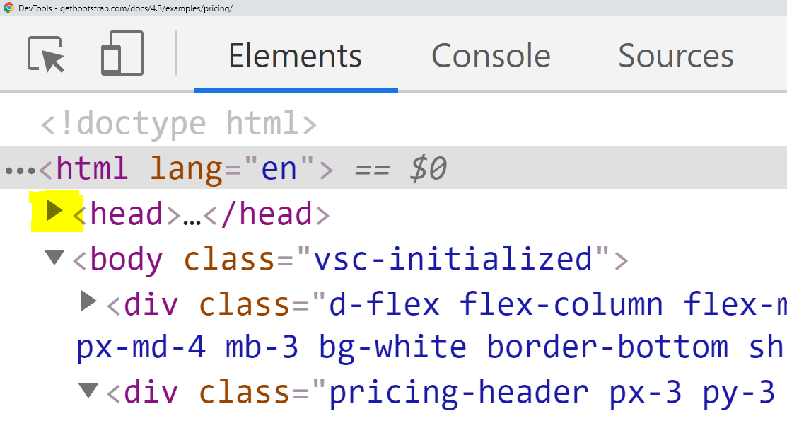 Zoomed-in elements pane in devtools