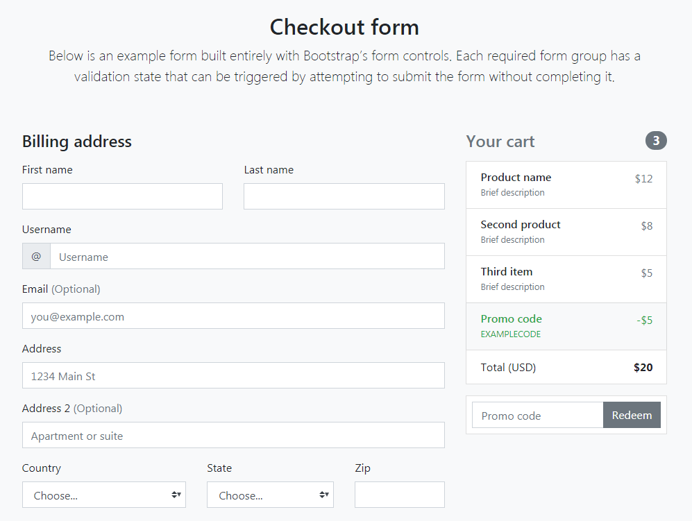 Square borders on inputs in Checkout example layout