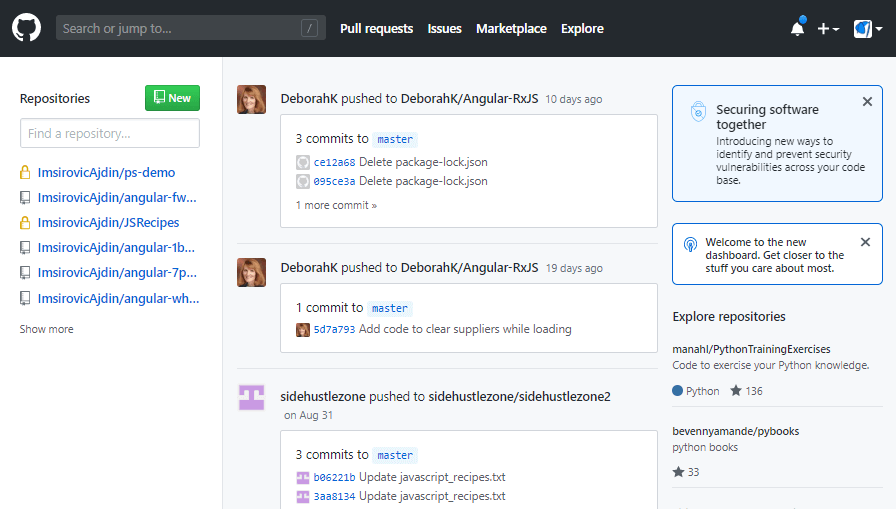 Github dashboard