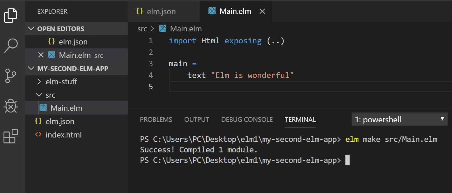 Running elm make with target file