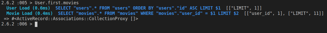 Checking to see if there are any movies that belong to the first user