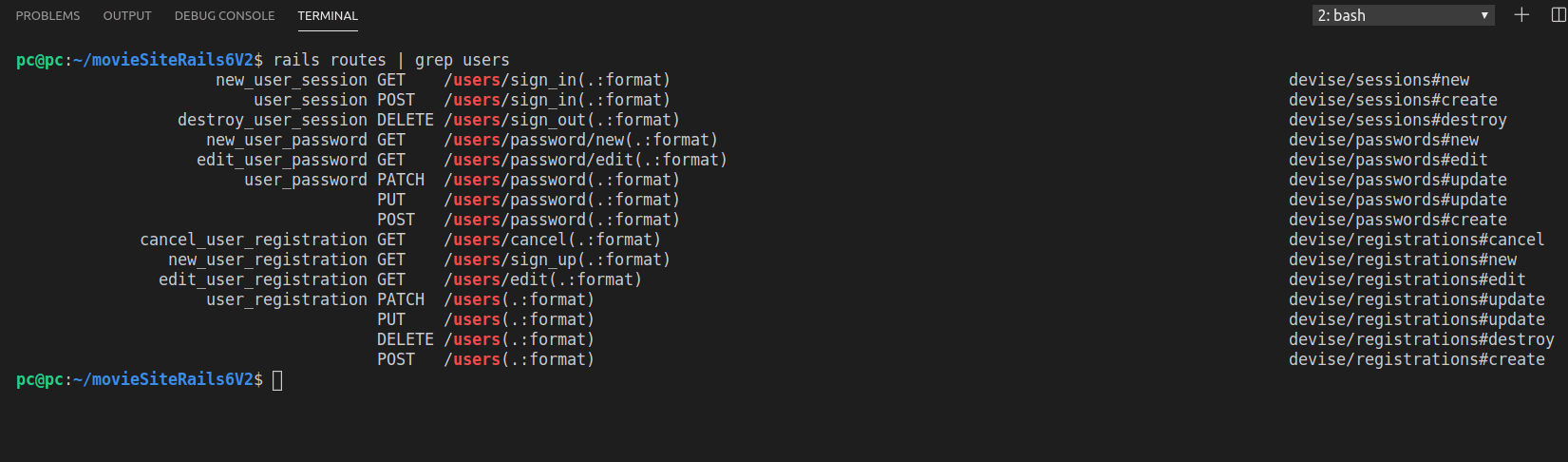 Filtering rails routes command with grep