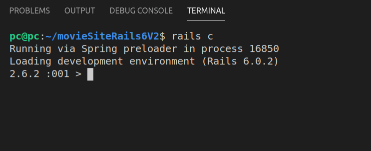 Running Rails console in VS Code