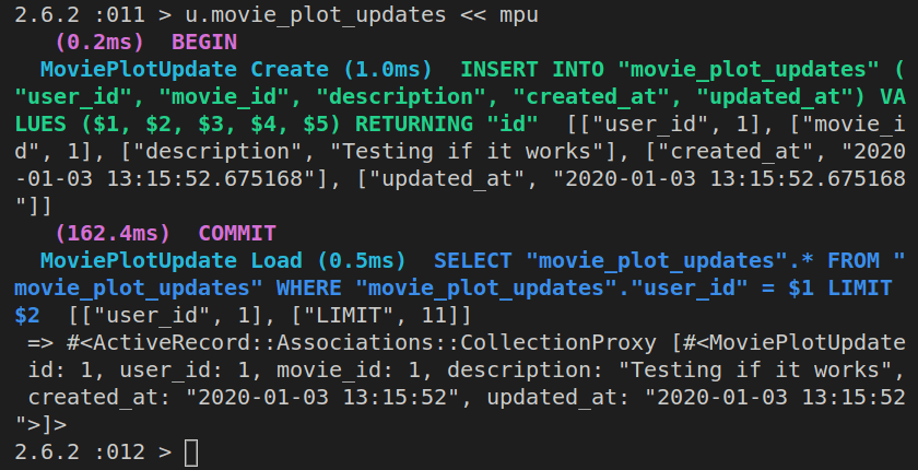 Appending the mpu object to u object's movie_plot_update association