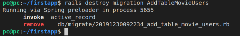 Destroy a migration in Rails