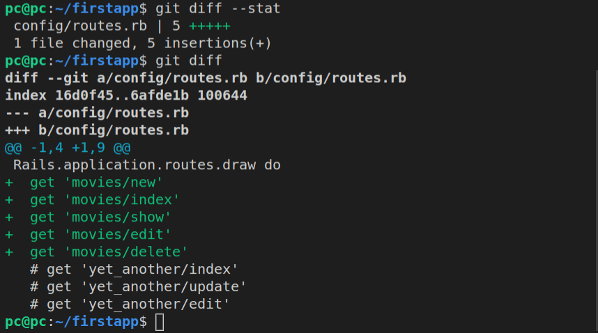 Inspecting changes with git diff