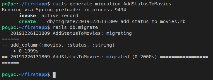 Migrating the status column in movies table