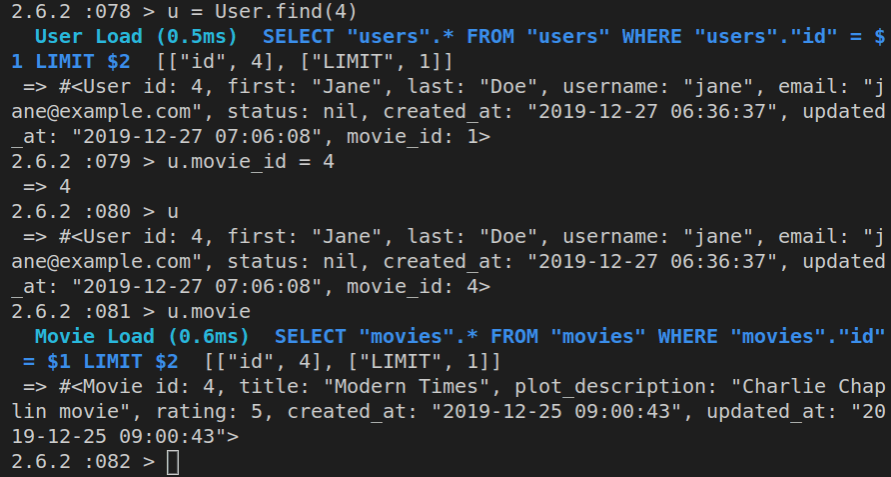 Re-assigning a user to a different movie