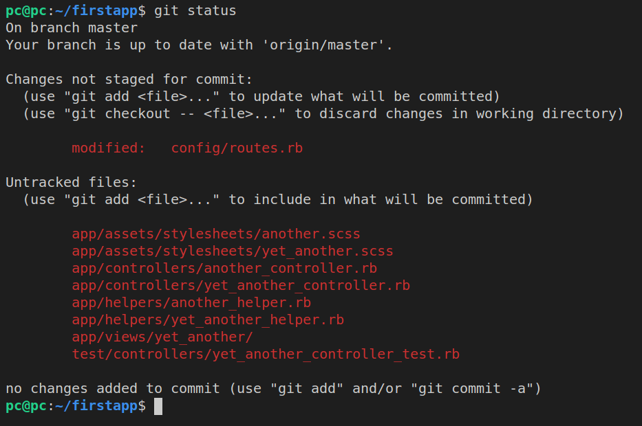 Running git status again