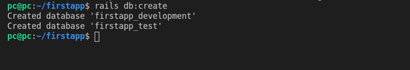 Running the rails db create command on a brand new rails app