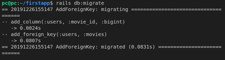 Successfully running the add_foreign_key migration