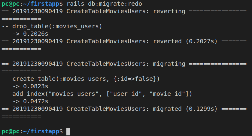 The movies_users table has been updated