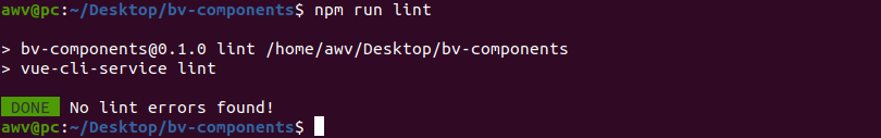 Running npm run lint command