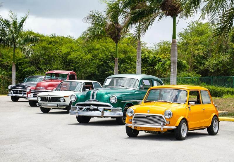 An array of parked cars