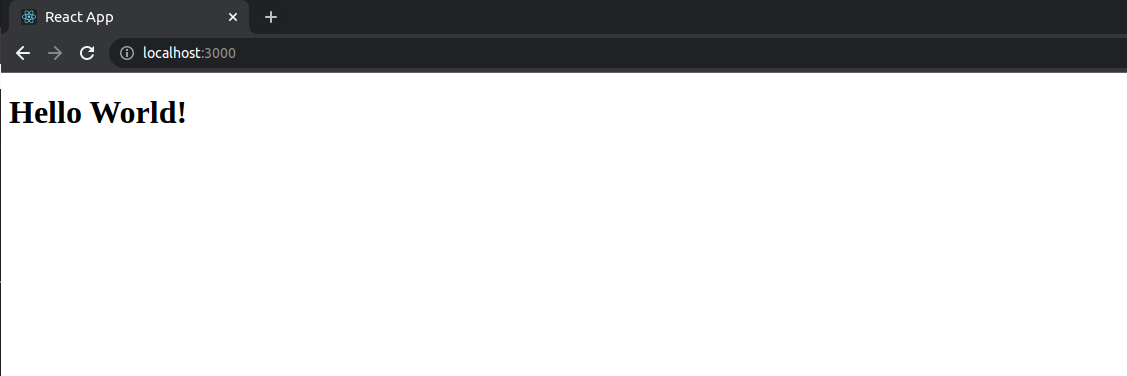 Our default React app now outputs "Hello World!"