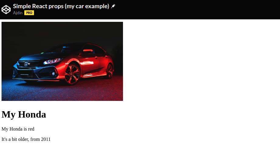 A screenshot of our car website