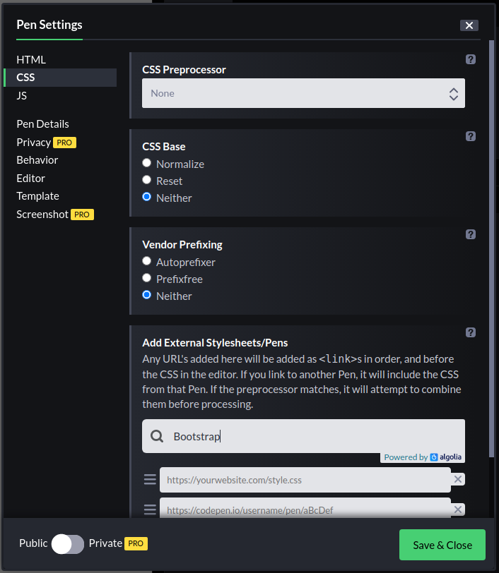 Finding the Bootstrap CDN in settings