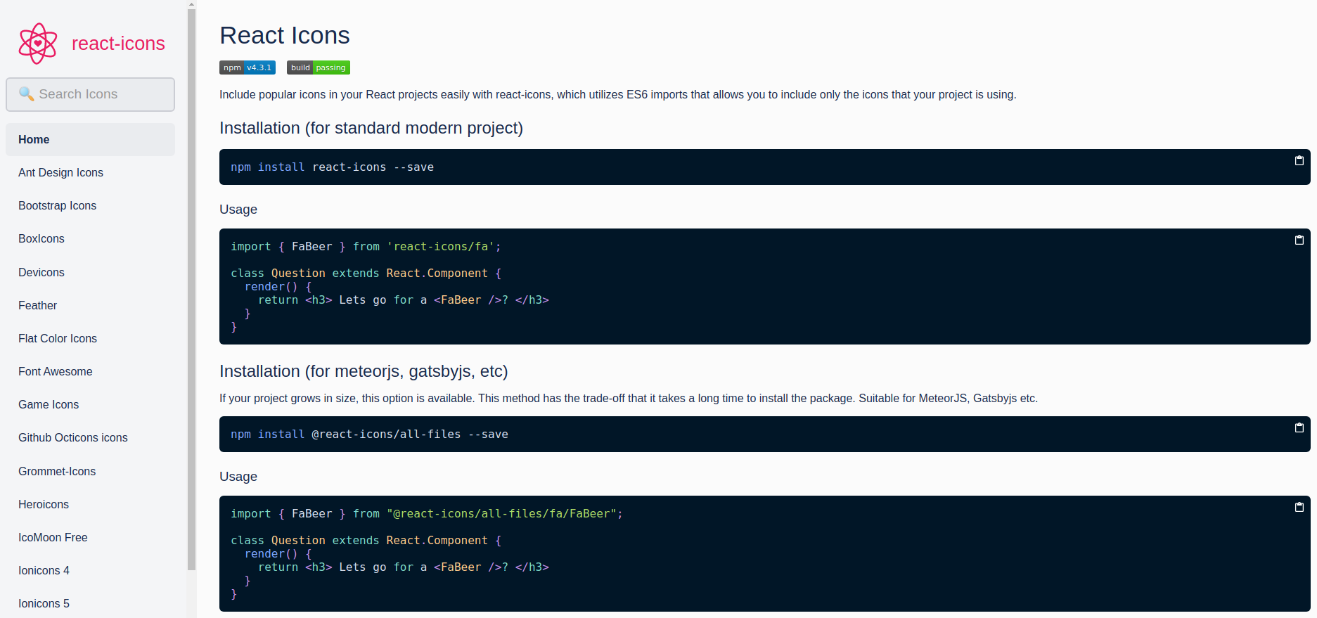 Adding icons to a React layout